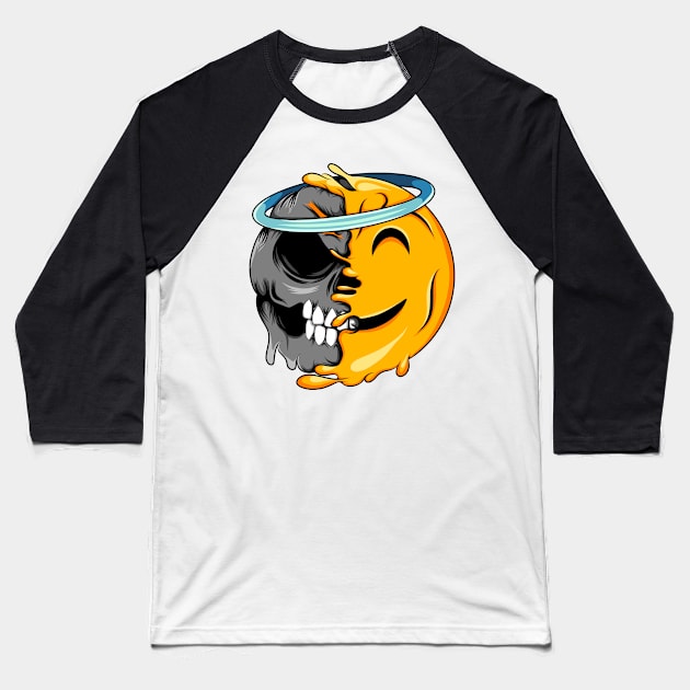 Angel Zombie Emoji Baseball T-Shirt by D3monic